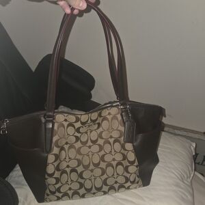 Coach Brown and Tan Signature Tote